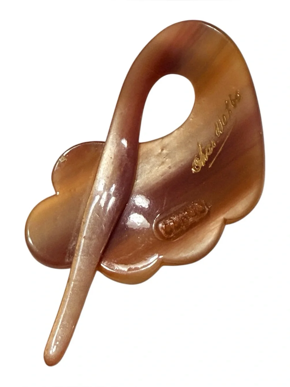 Vintage French Charles Wahba Tortoiseshell Hair Pick, 2.5” Long, Deadstock/Unwor
